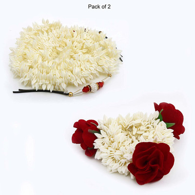 KVY COLLECTION Combo of two Artificial Gajra for Women (looks like real) Bun (White) Hair Accessory Set(White)