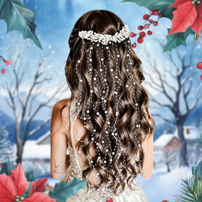 tbh Multi layer Beaded Wedding Jewelryfor Wome Hair Accessory Set hair combo(Silver)