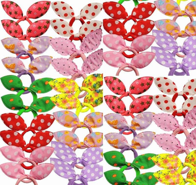 Direct Harvest rabbit bunny hair rubber band, rubber band for kids(Pack of 12) Rubber Band(Multicolor)