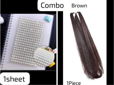 Alucia Hair accessories for women&girls(combo) braid ponytail ,hair pearls decoration Braid Extension(White, Brown)