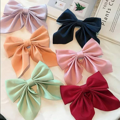 Large Satin Hair Bows Ties for Girls Women Pack Of 6 Alligator Hair Clip(Multicolor)