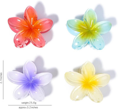 Rhosyn Flower Petal Floral Design Hair Styling Claw Clutcher Clips (Any 4 colors) Hair Chain(Multicolor)