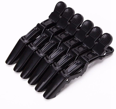 Pack of 6pcs Black Crocodile Clips, Sectioning. Hair Clip . Hair Pin(Black)