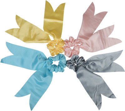 Matkooz SATIN TULIP SHAPE SCARF SCRUNCHIES Rubber Band(Multicolor)