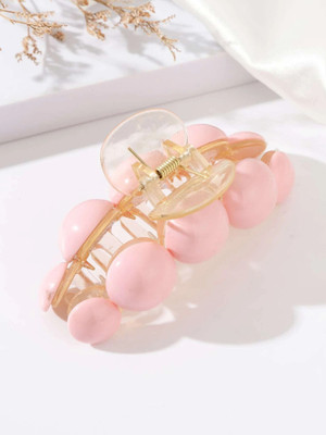 RosaStella 1PCS Elegant secured hair glossy beaded claw clip in soft Hair Claw(Pink)