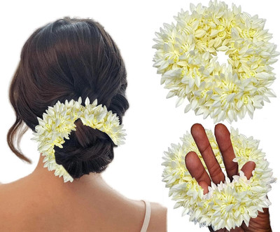 Alucia Artificial flower Gajra Hair Accessories Reuseble (Pack of 2) Hair Accessory Set(White)