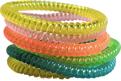 Plucket Telephone Cord 6 Pcs Metalic Candy Color Spiral No Crease Girl Hair Coils/Ties Rubber Band(Multicolor)