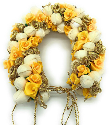 ShilpoKuthi GOLDMIX Gajra (Pack of 1) Mogra Fragrance Artificial Flower Hair Accessory Set Hair Accessory Set(Gold, White, Yellow)