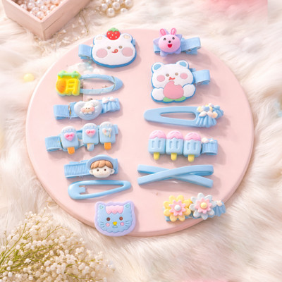 Beauty Item Trendy Baby Girls Toddlers Hair Pins Barrettes, Combo of 14 Pcs (Blue) Alligator Hair Clip(Multicolor)