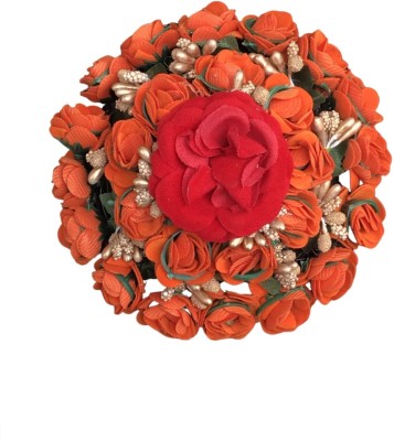 AROOMAN Bridal Hair Juda/Gajra Hair Accessories for Women & Girls, Pack_01, Color-Orange Bun(Multicolor)