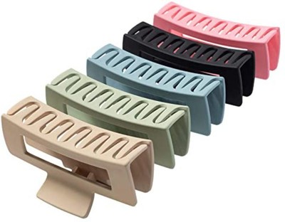 FAMEZA Women's Thick Rectangle Claw Clip,6 Color Hair Jumbo Claw Clips,strong Hold Ma Clutcher Claw(Multicolor)
