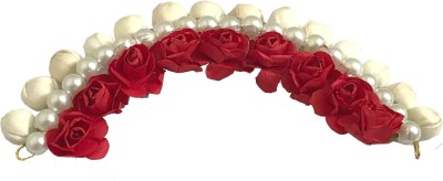 AROOMAN ™ Stylish Wedding Hair Bun Gajra Hair for Women in Red & White Hair Juda Bun Hair Bun Styling Accessories Bun(Multicolor)