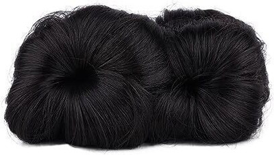 El Cabell Black Artificial Flower design Synthetic Clutcher Juda Bun For Quick styling Hair Extension