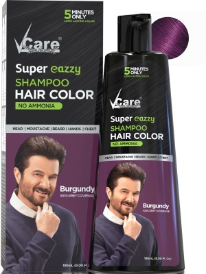 Vcare Super Eazzy Shampoo Burgundy Hair Color for Men & Women | No Ammonia & Paraben , Burgundy 180 ml