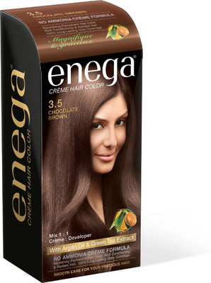 Enega No Ammonia Chocolate Brown Cream Hair Color Men & Women 120Ml, Pack of 1 , Chocolate Brown