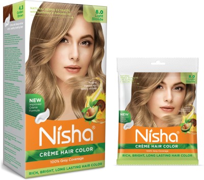 Nisha Creme Based Hair Color Box with Pouch 200 gm (Pack Of 2) , Light Blonde