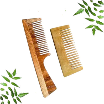 MICLAC WOODEN HANDLE COMB & SHAMPOO COMB
