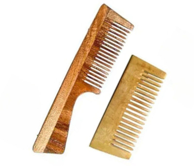 MICLAC WOODEN HANDLE COMB & SHAMPOO COMB