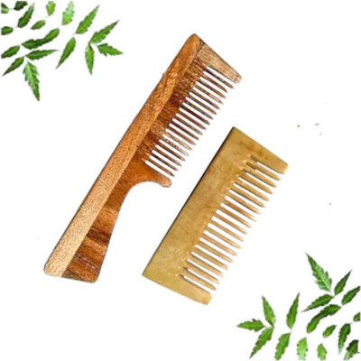 MICLAC WOODEN HANDLE COMB & SHAMPOO COMB