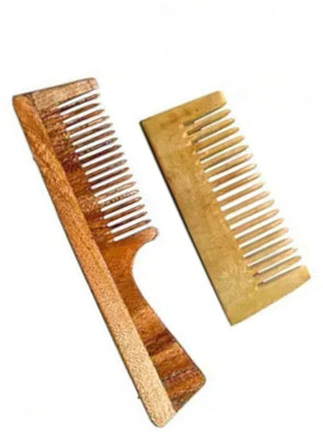 MICLAC WOODEN HANDLE COMB & SHAMPOO COMB