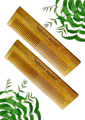 ARPANA BRIGHT Neem Wooden Dual Tooth Comb 2