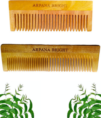 ARPANA BRIGHT Neem Wooden Dual Tooth & Shampoo Comb 2