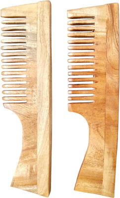 Eco Gree Wooden Handle Comb For Hair Growth And Healthier Scalp Kachchi Neem Kanghi Set 2