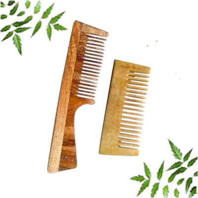 MICLAC WOODEN HANDLE COMB & SHAMPOO COMB