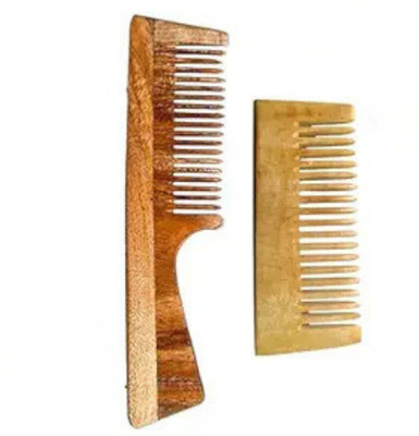 MICLAC WOODEN HANDLE COMB & SHAMPOO COMB