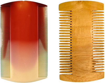 MICLAC Wooden Lice Comb & Plastic Lice Comb for Lice and Nits Removal, Pack of 2