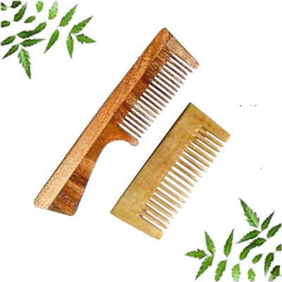 MICLAC WOODEN HANDLE COMB & SHAMPOO COMB