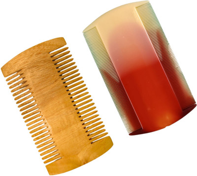 MICLAC Double Pack - Neem Wood Lice Comb & Plastic Nit Free Comb, Pack of 2