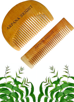 ARPANA BRIGHT Neem Wooden Beard & Pocket Comb with wide tooth for effective grooming & styling