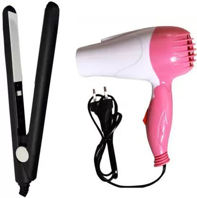 Adhiraj Enterprise Mini Portable Foldable Hair Dryer with Mini Hair Straightner Package Sealer Hair Dryer(1000 W, Multi Color)