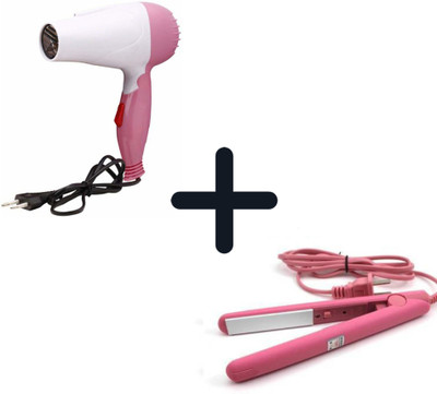 ABC Combo of 1000Watts MINI Hair Dryer and Mini Hair Straightener Hair Dryer Hair Straightener(MULTICOLOUR)