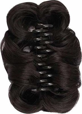 IndusBay  Bun Clutcher with 4 hair flower - Small  Bun Clutcher For Women and Girls, Artificial Bun Juda with Clutcher for DIY styles, styling Tool and Accessory - Black Hair Extension
