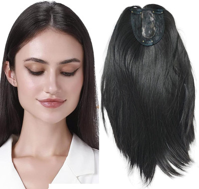 Getvock Natural Silk Base  Topper Middle Partition Long  Wig for Full Coverage Hair Extension