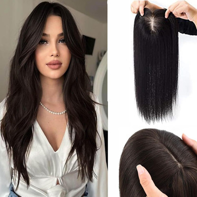 Getvock  Topper Front and Scalp Covering 3 Clip Brown Hair Extension
