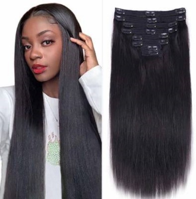 Abrish Stylish silky soft girls straight black hair extension ( Pack of 6 ) Hair Extension