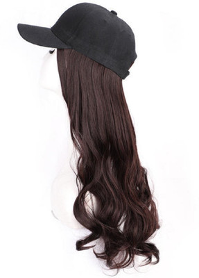 Abrish Curly brown soft long wig attached cap Hair Extension