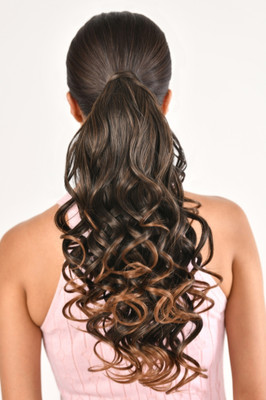 JustClipIt Zoe: Soft Curl Pony (Off Black/Light Brown Tip - Long) Hair Extension