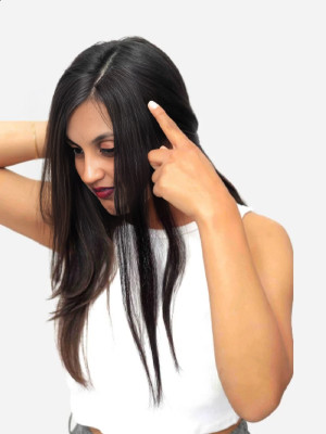 DreamExim Invisible Side cover Clip Seamless Patch/ 14inch women streak (pack of 2) Hair Extension