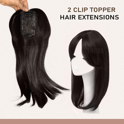 TRESS 2 Clip  Topper Front and Scalp Cover Up  extensions Brown Hair Extension