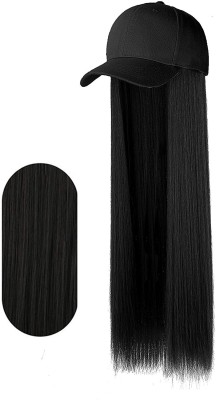 Abrish Straight black hair wig with attached cap Hair Extension