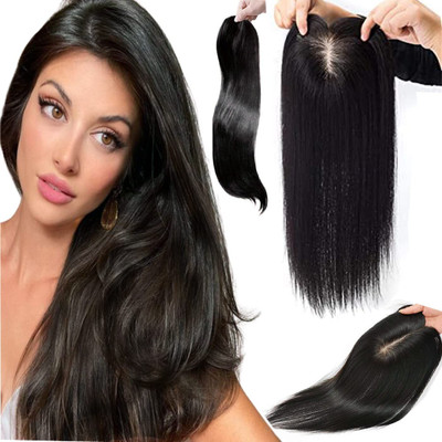 Getvock 2 Clip Closure/Topper Extension For Cover Scalp Black Hair Extension