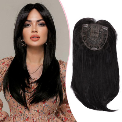 Getvock Clip in Real  Topper with Bangs Long Wavy Extensions for Thinning  Hair Extension