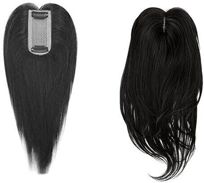 TRESS Slip Based 2 Clip  Topper Extension/Crown  Closure Black Hair Extension