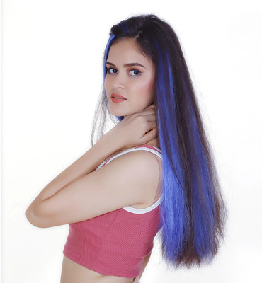NEAAMA HAIR AND BEYOND Single Clip Colored  Streak Extension With Clip In Straight Piece Highlights Hair Extension