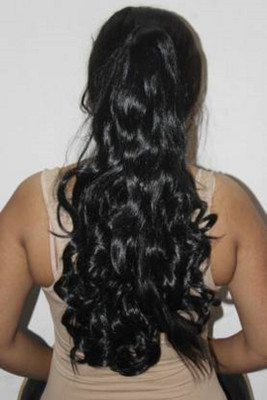 DreamExim Curly black soft synthetic long clutcher ponytail Hair Extension
