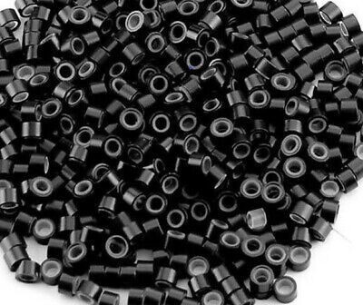 DreamExim Micro Ring for extension, silicone micro rings beads loop for human(100pc,black) Hair Extension